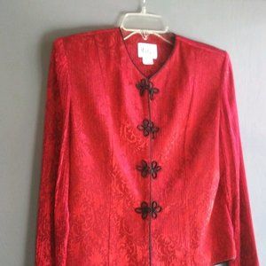 Maren Red Women's Jacket with Frog Fasteners
